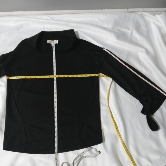 J.O.A Tie Sleeve Black Sweatshirt Top Size Extra Small - Picture 8 of 9
